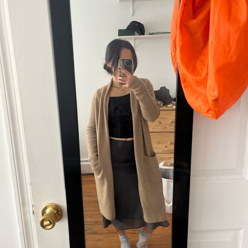 Michael Kors Tan Open-Front Cardigan